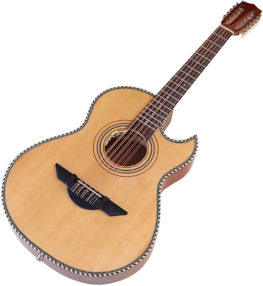 Electric Acoustic Guitar 40/38 Inch High-Gloss Body with Built-in EQ, 10-String Folk Guitar Sharp-Angle Design for Stage Performance, Studio Recording, Live Shows (M4 brown 40inch)