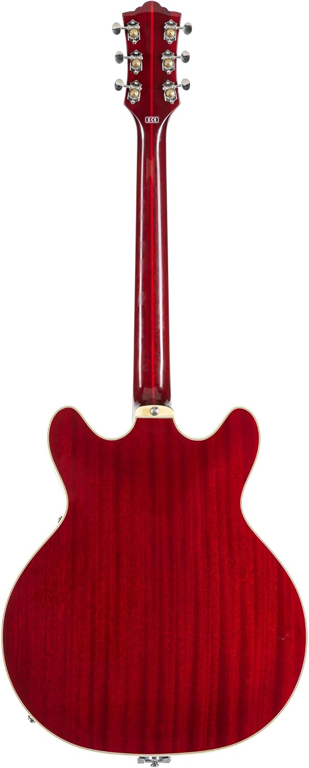 Guild Guitars Starfire V Semi-Hollow Body Electric Guitar, Cherry Red, Double-Cut w/tremolo, Newark St. Collection, with Hardshell Case