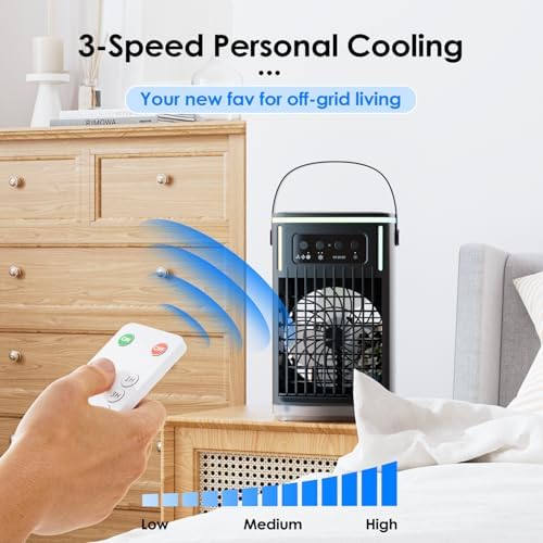 Portable Air Conditioners,Air Cooler Evaporative Personal,1500ML Cooling fan Air Conditioner with Remote,3 Wind Speed & 7 LED Light,3 Cool Mist& 2-8H Timer, Portable for Room Office Camping