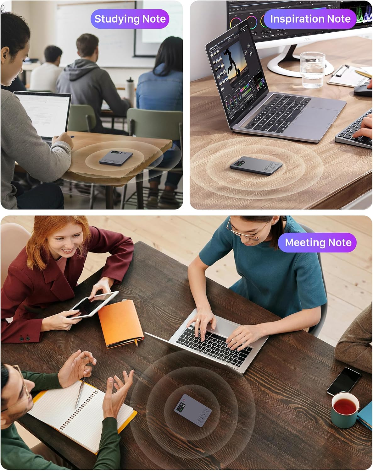 AI Note Voice Recorder: Transcribe, Summarize & Text Translation, 152 Languages, AI Noise Cancellation, 64GB, APP Control, One-Step Magnetic Attachment, Long-Lasting Battery – Meeting, Call, Lecture