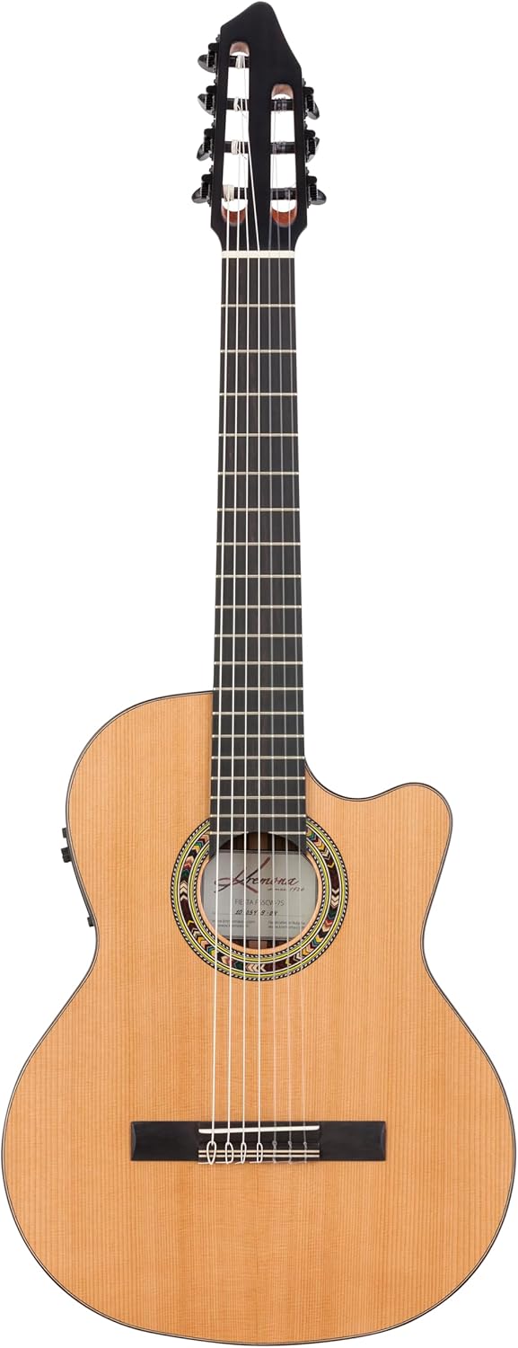Kremona Fiesta F65CW-7S – Acoustic/Electric 7-String Nylon String Guitar – Handmade in Europe – Deluxe Hardshell Case Included