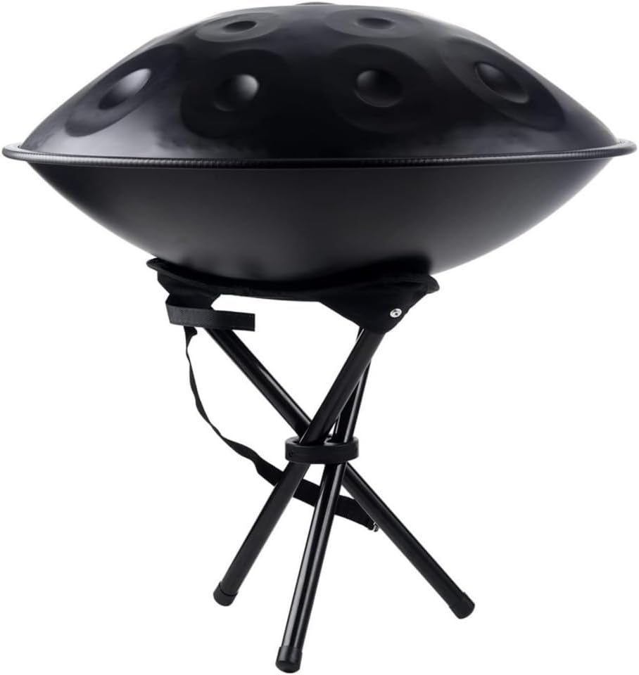 440HZ Steel Drum in 22Inch D Minor 12 Notes Hand Pan Drum Percussion Musical instrument with Soft Hand Pan Bag (12 Notes Black Handpan)