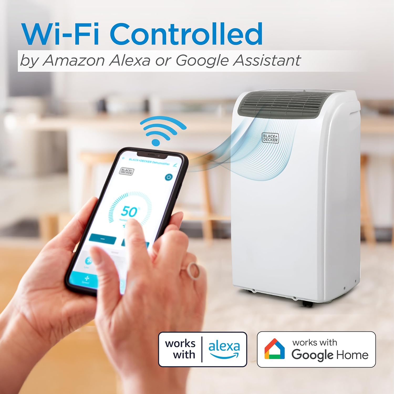 BLACK+DECKER Smart Portable Air Conditioner with Heat, 12,000 BTU (8,000 BTU SACC) Cooling, 9,000 BTU Heating for Rooms up to 550 Sq. Ft., Follow Me Remote, BPACT12HWT, White