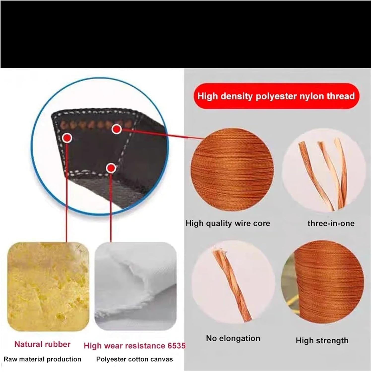 V Belt C Type Conveyor Belts Rubber Drive Transmission Strap 3810mm ~ 5200mm Transmission V Belt for Industrial Machines(Li-4100mm)