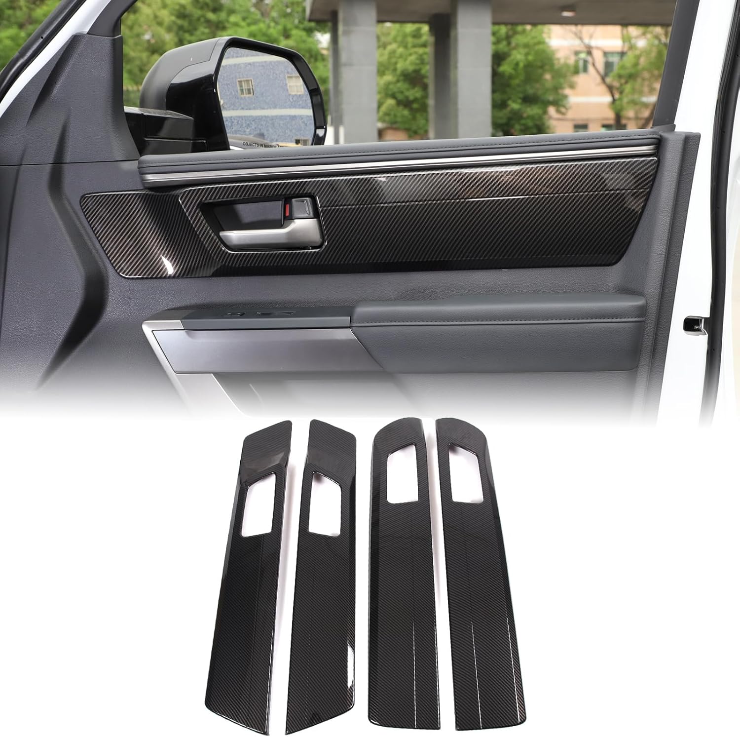 Aunginsy Car Inner Door Handle Panel Cover Trim Compatible with Toyota Tundra 2022 2023 2024 2025, 4Pcs Front Rear Door Handle Panel Protection Frame Decorative Sticker Look Interior ABS Accessories