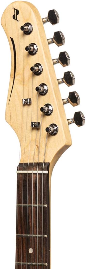 Stagg 6 String Solid-Body Electric Guitar, Left, Brilliant Black, Full (SES-30 LH BK)