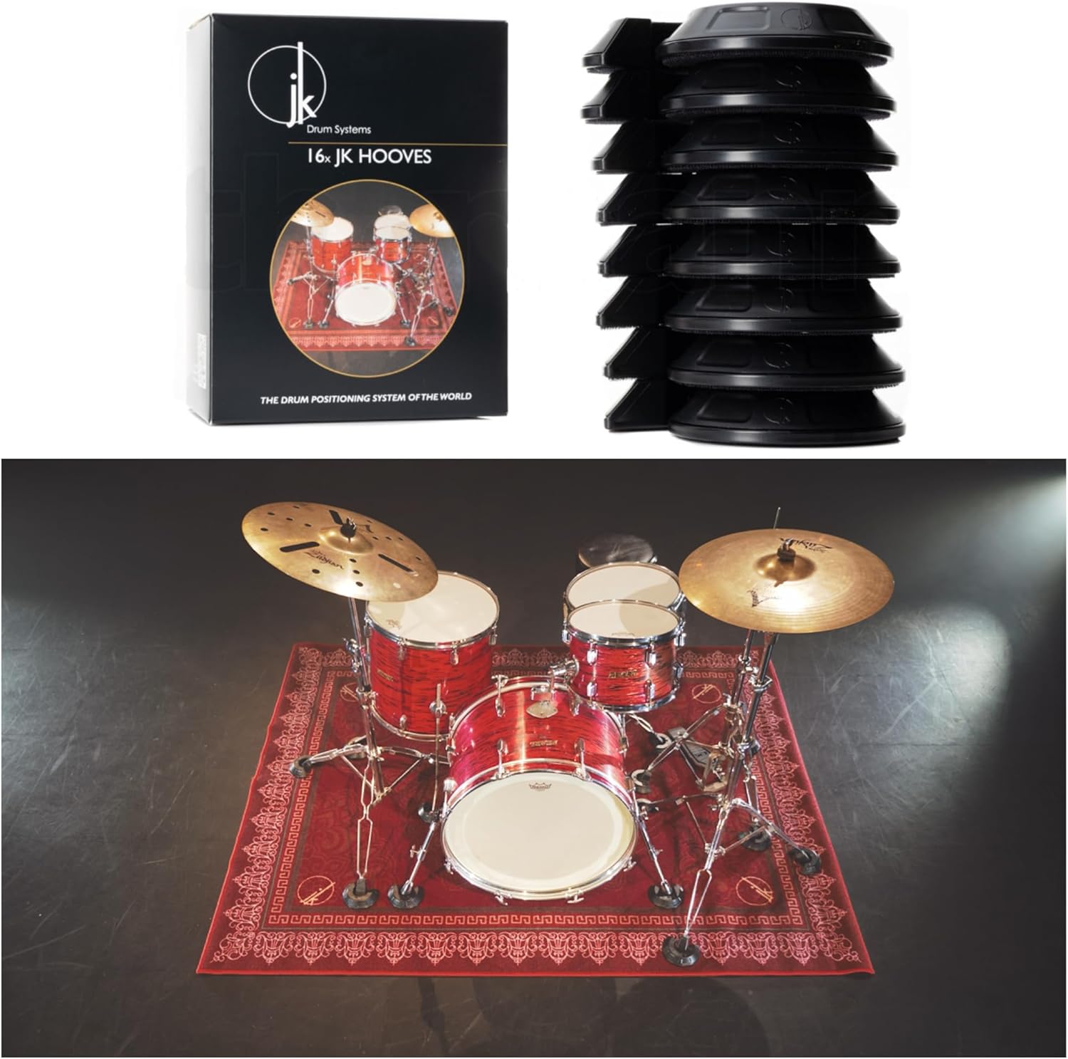 16-Pack Drum Hooves | Stabilize Your Drumset | Non-Slip Drum Accessories | Compatible with Kick Drums, Bass Drums, Pedals | Anchor for Drum Rugs & Mats | Ø4,17 in x 0,98 in