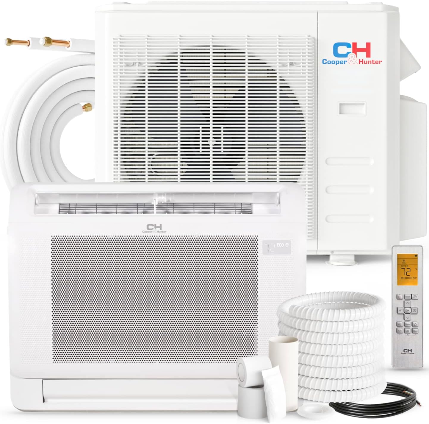 Cooper & Hunter 12,000 BTU Single Zone Floor Mounted Console Mini Split Air Conditioner & Heat Pump – 24.6 SEER2 – 16FT Installation Kit – 230V