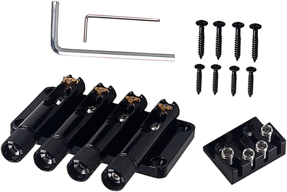 Toyvian String Vintage Style Headless Bass Bridge with String Lock for Guitar Easy Installation Shaped Black