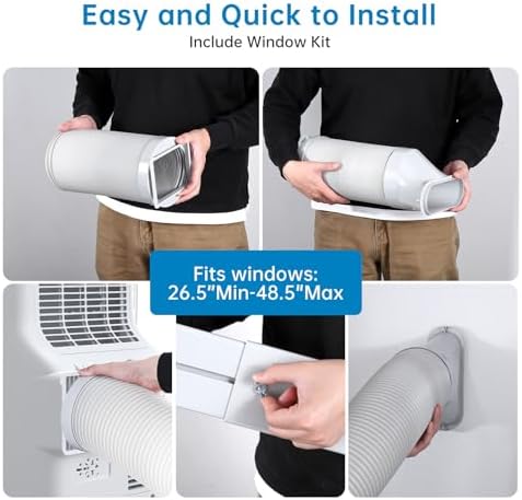 Portable Air Conditioner,10,000 BTU Cools Rooms Up to 450 Sq.Ft. 3 Modes, Remote Control, Easy Installation Kit Included
