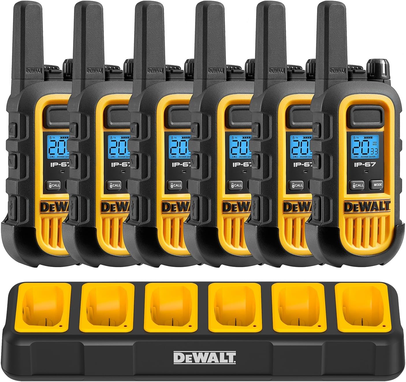 DEWALT Gang Charger Accessory for FRS Walkie Talkies, 6 Port, Compatible with DXFRS800, DXFRSCH6-800