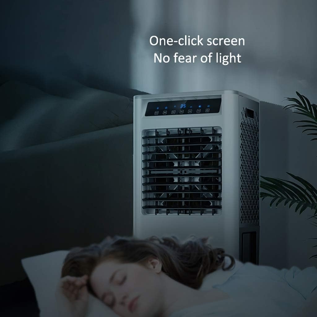 Portable Air Conditioner Fan Space Air Coolers Bladeless Remote Control Cold Air Fan Water Cooled Ultra Quiet Standing Air Conditioner For Bedroom Office Floor White