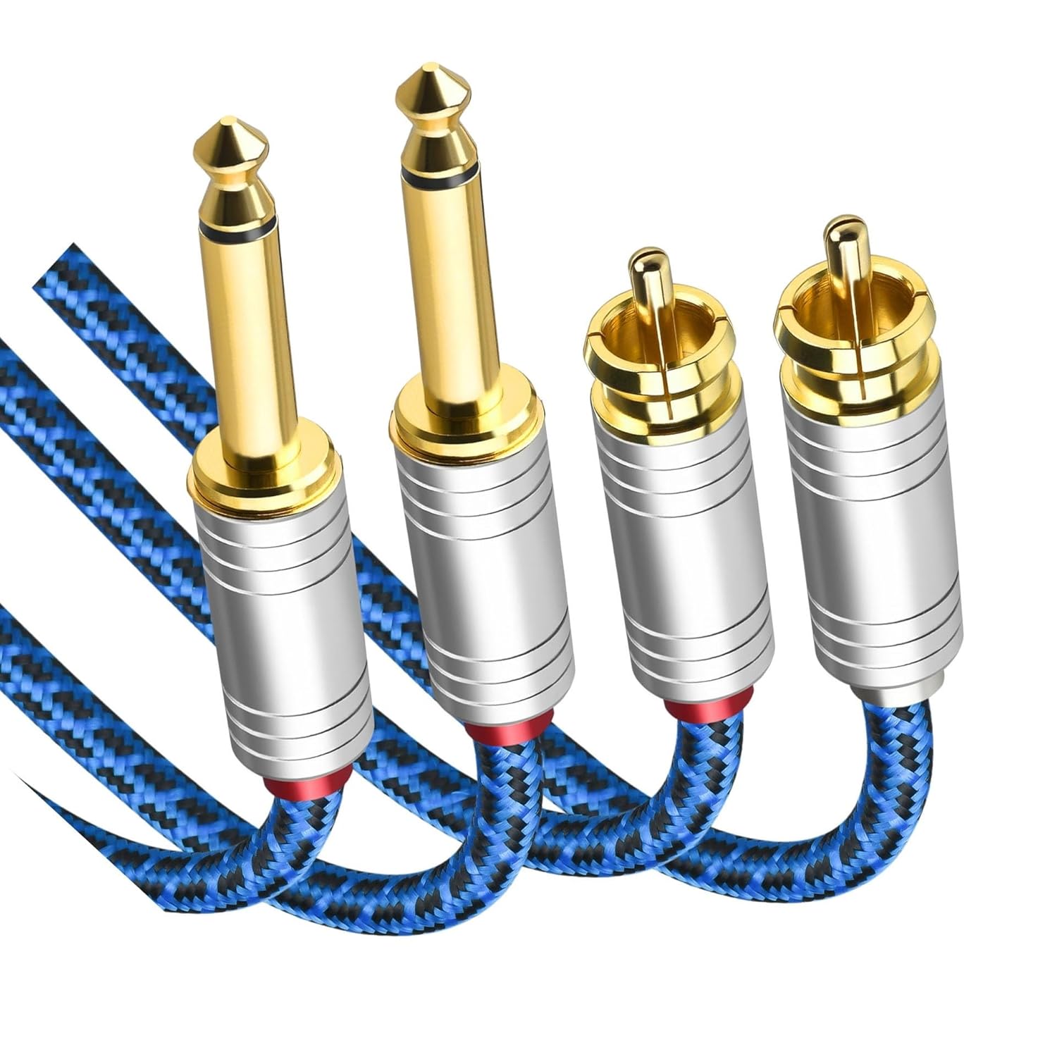 Pro Audio Cable Cable 3.5 to Dual 6.5 Amplifier One-to-Two Large Two-core 6.35mm Blue(2 Meters)