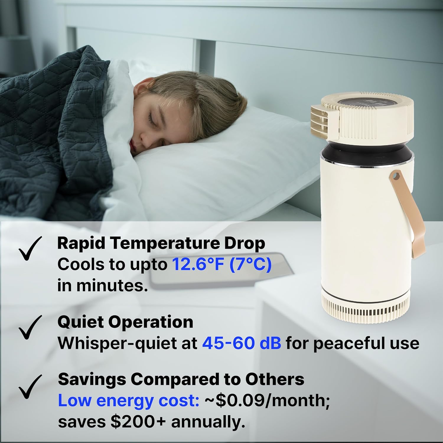 Portable Heatsink Air Cooler (Filter-Free, USB, Ice Use, Compact, No Humidity Added)