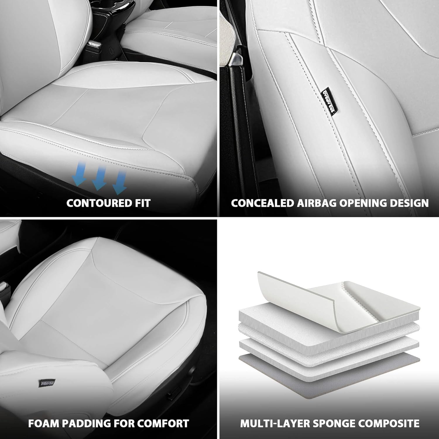 FREESOO Customized Seat Cover for Tesla Model S 2015 2016 5 Seats Performance Dual Motor 75/ 75D/ 70D/70/60/60D/ 85D/ P85D/ 90D/ P90D/ P100D Accessories White