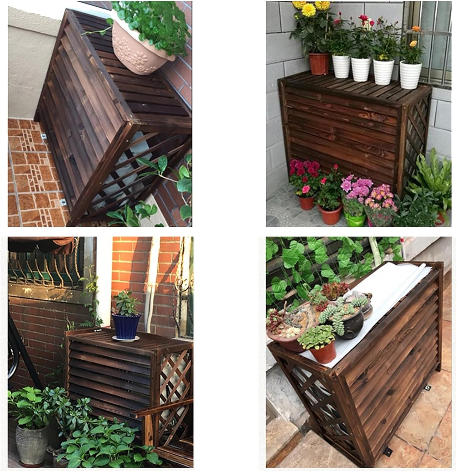 Outdoor Air Conditioner Cover Fence Screen Privacy Screen, Trash Can Enclosure, Decorative Flower Stand Condenser Protective Cover, Ac Fence for Outside Unit (Size : 105x47x80cm 41.3x18.5x31.5in)