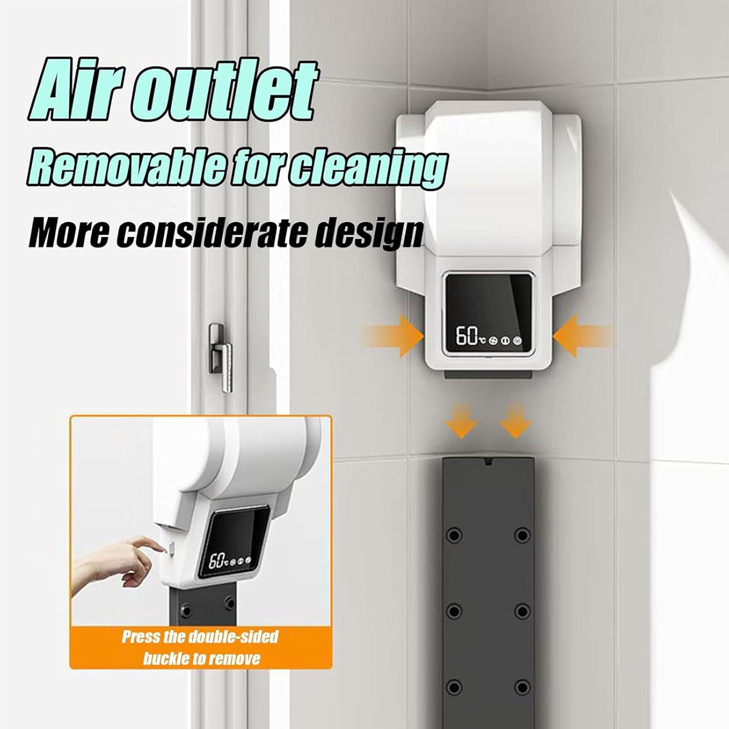 3300W Air Column Blow Dryer, Removable Body Dryer, 26 Air Outlets, 2-minute Ionic Drying, Touch Screen or Remote Control, Removable Cleaning, Wall Mount Corner Mounting Design, for Bathroom Hotel Sho