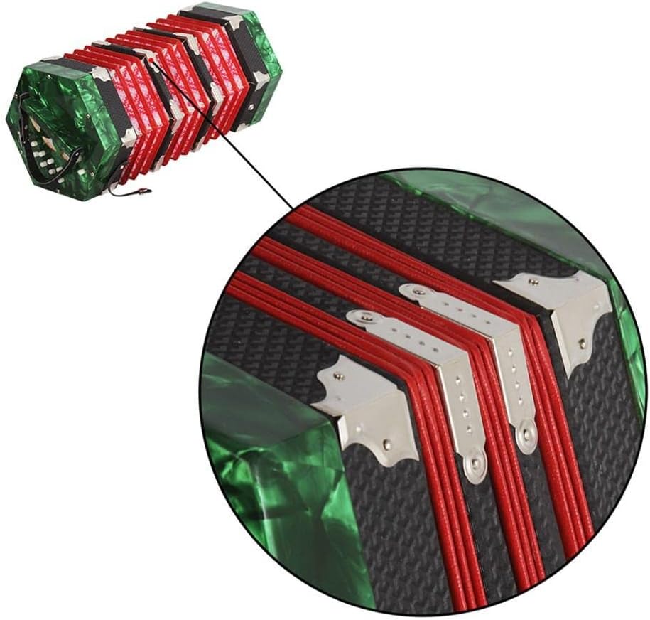 Hexagon Accordion with Carrying Bag, 20-Button Concertina for Adults Kids, Professional Playing Keyboard Music Instruments