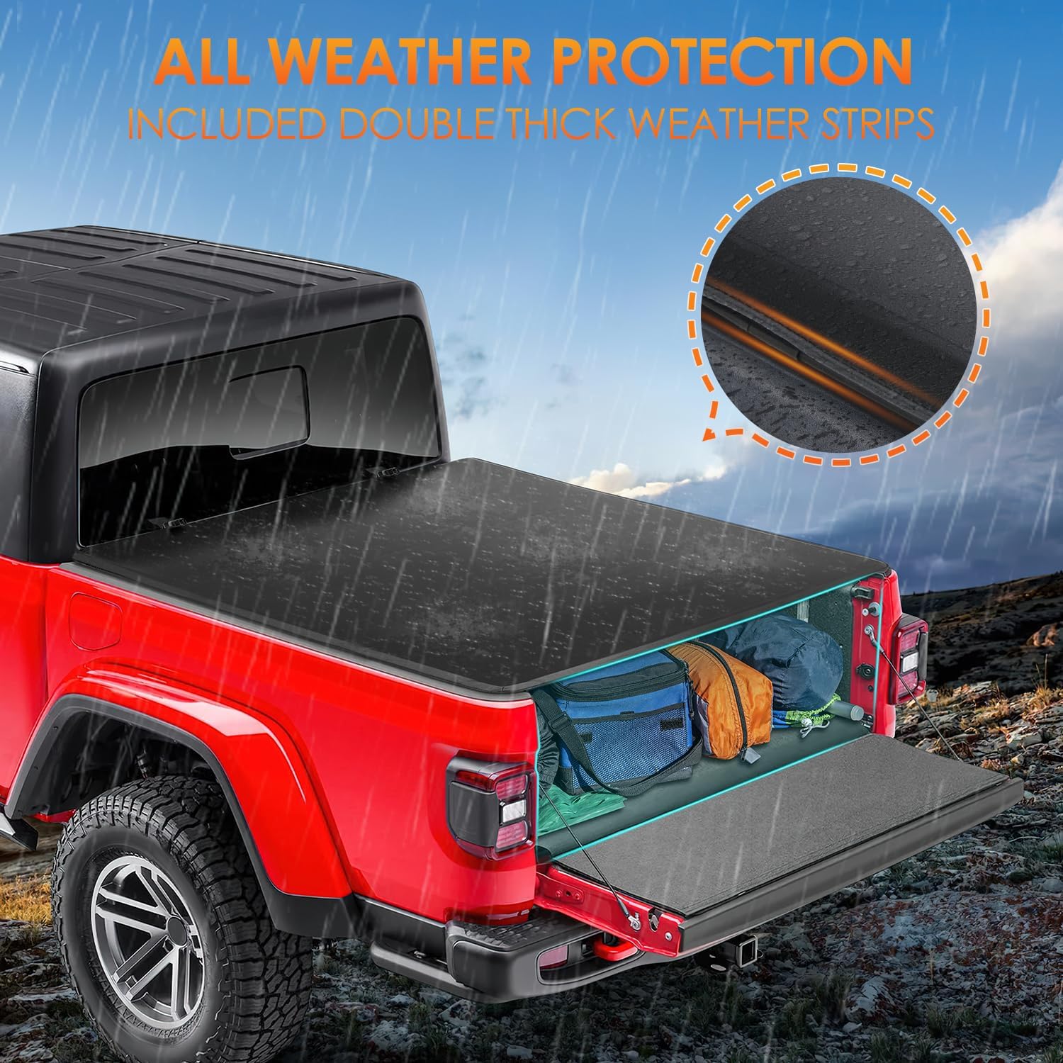 Nilight Soft Tri-fold Truck Bed Tonneau Cover Compatible with Jeep Gladiator JT 2020 2021 2022 2023 2024 2025-5ftr