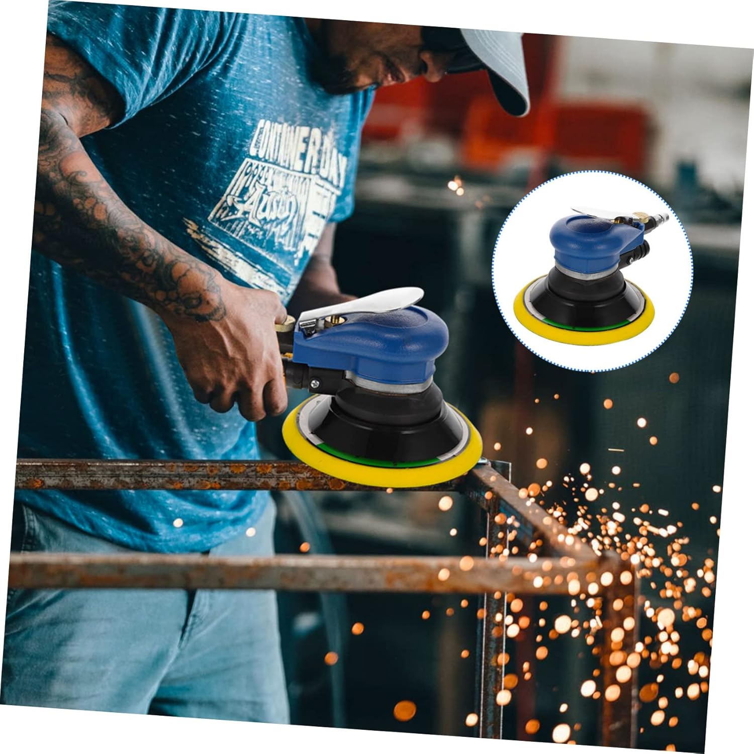 Homoyoyo 2 Sets Pneumatic Grinding Machine Compact Waxing Tool for Polishing Sanding and Grinding Handheld Air Polisher with Dust Collection for DIY and Automotive Use