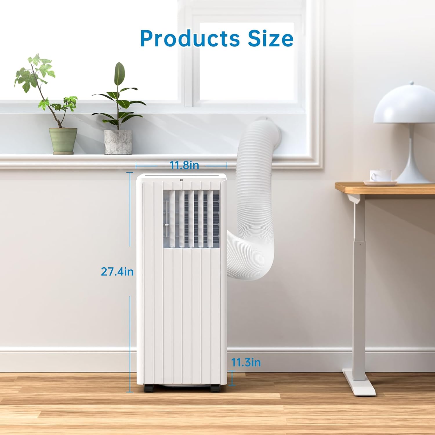 8,000 BTU Portable Air Conditioner - 3-in-1 Portable AC Units for Rooms, Quiet Sleep Mode(50dB), 24H Timer, Window Kits Included, Fan & Dehumidifier Modes for Indoor/Dorm/Office, White