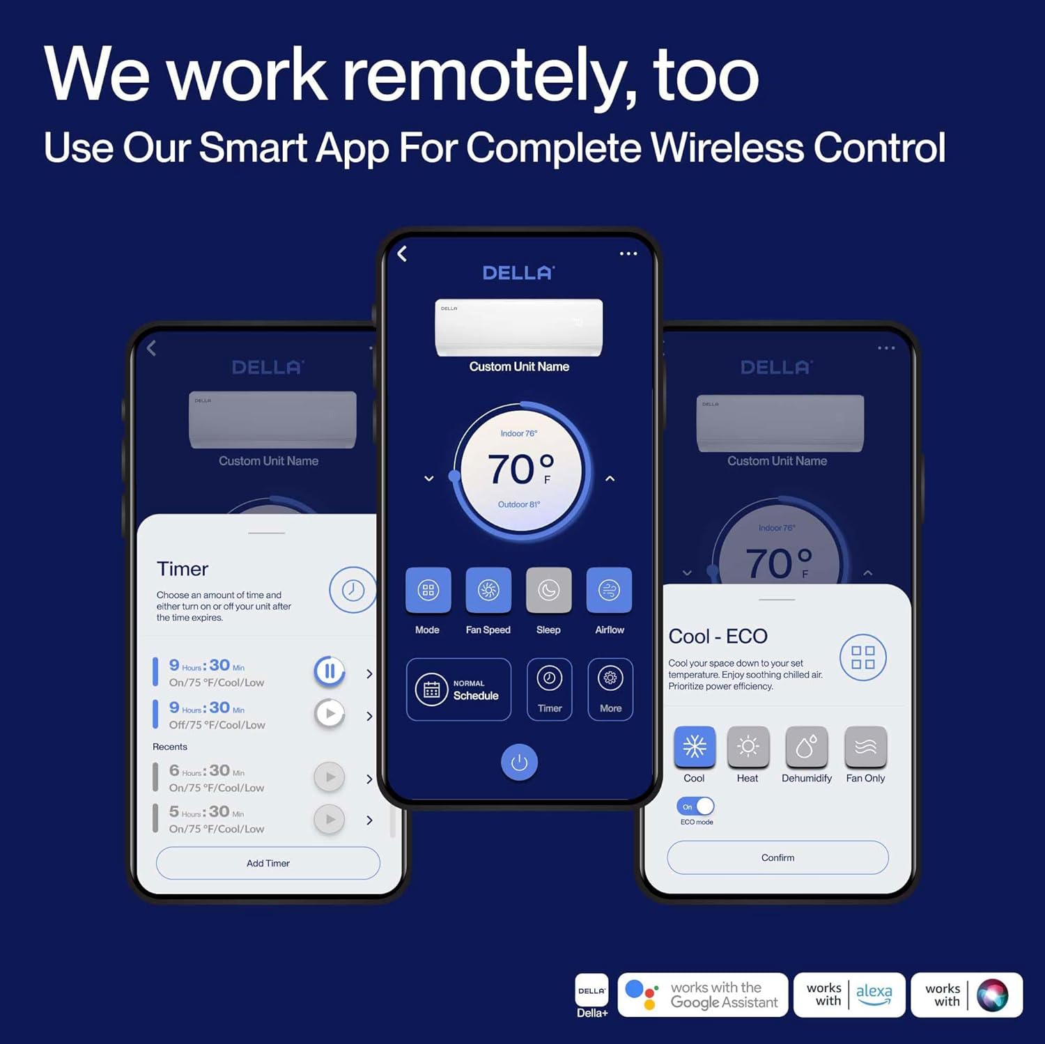 DELLA Econo Series 11500 BTU 115V Mini Split Air Conditioner, Works with Alexa and Wifi, 17 SEER2 Cools up to 400 Sq. Ft, Heater Ductless Inverter System with Heat Pump, 16.4ft Installation Kit