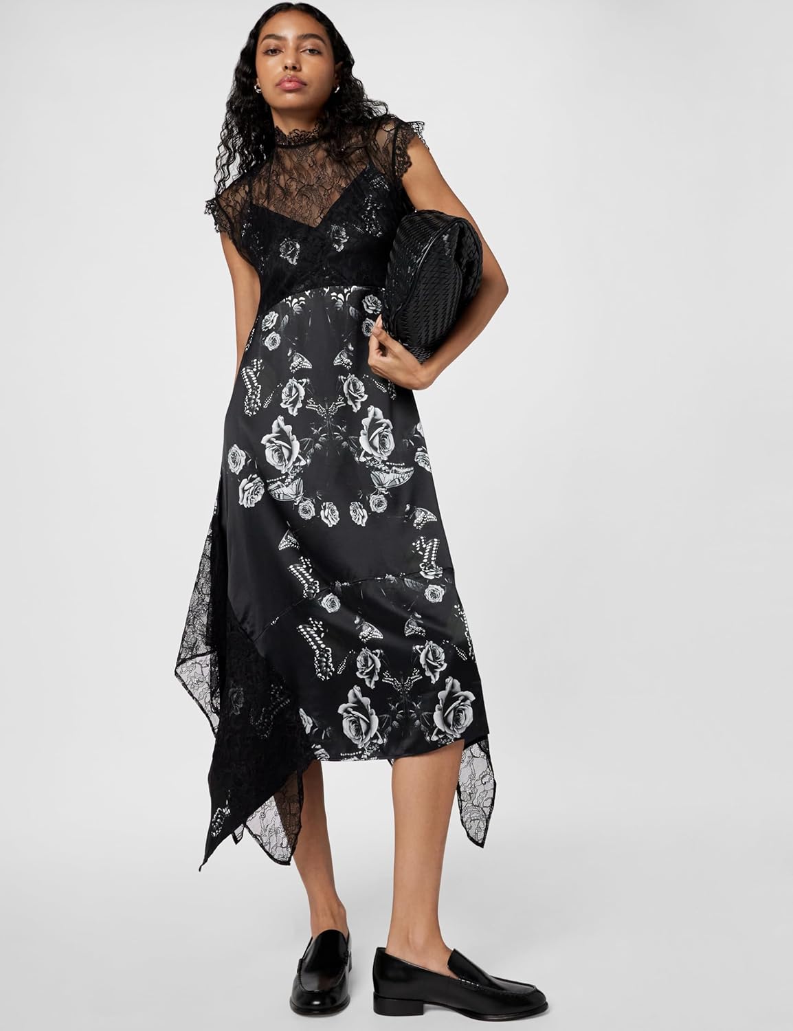 AllSaints Women's Gian Lace Trim Asymmetric Maxi Dress