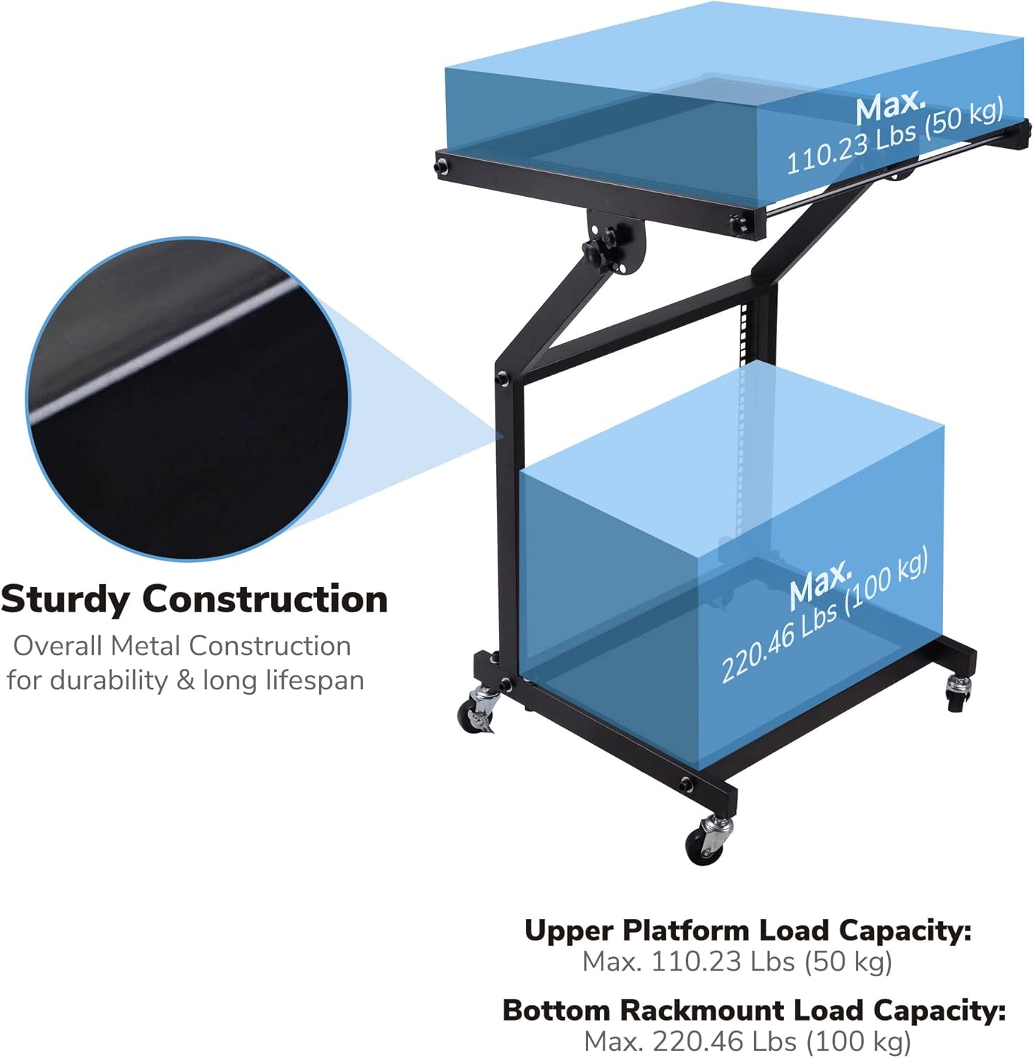 AW 9UX DJ Mixer Stand Rack Mount Stage Cart Audio Rack Music Equipment Studio Party Show