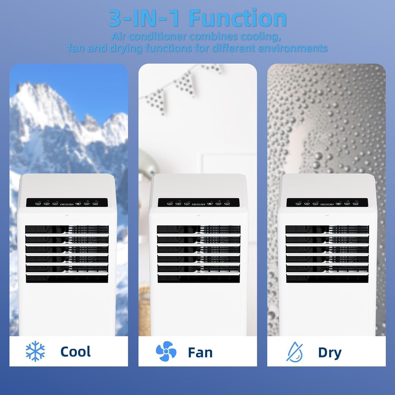 8000 BTU Portable Air Conditioner, 4-In-1 Portable AC Unit with Cooling, Dehumidifier, Fan, Stand AC Units for Room Cooling Up to 350sq.Ft, Sleep Mode, Black Cover