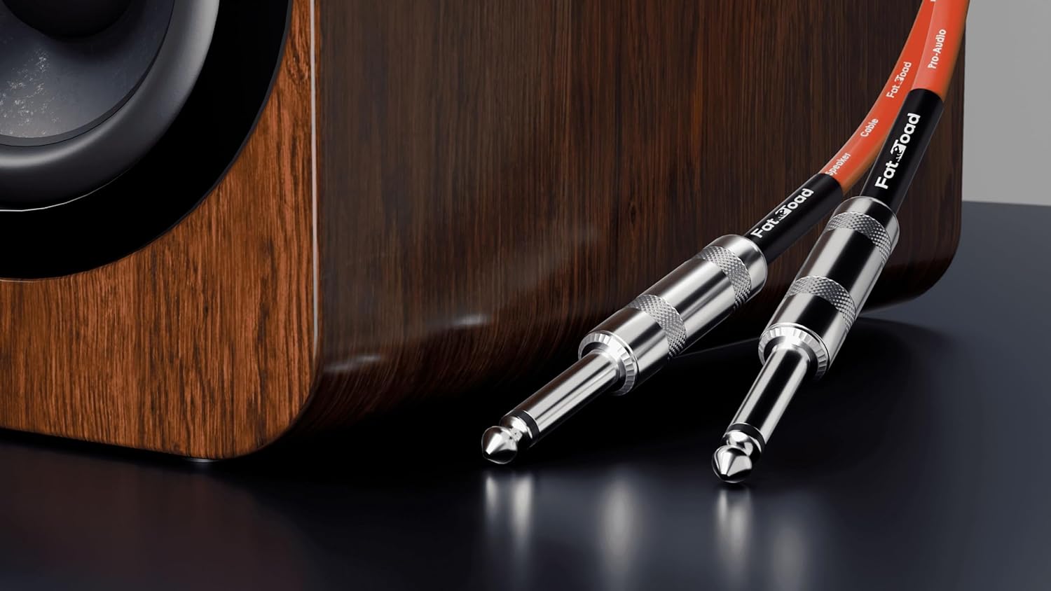 Fat Toad 25ft DJ Speaker Cables (Red-Flexpro Series) 4 Pack – 1/4 Inch TS PA Cords – 12 AWG Audio Wires for Studio Stage System, Amplifier, & Recording Gear Use