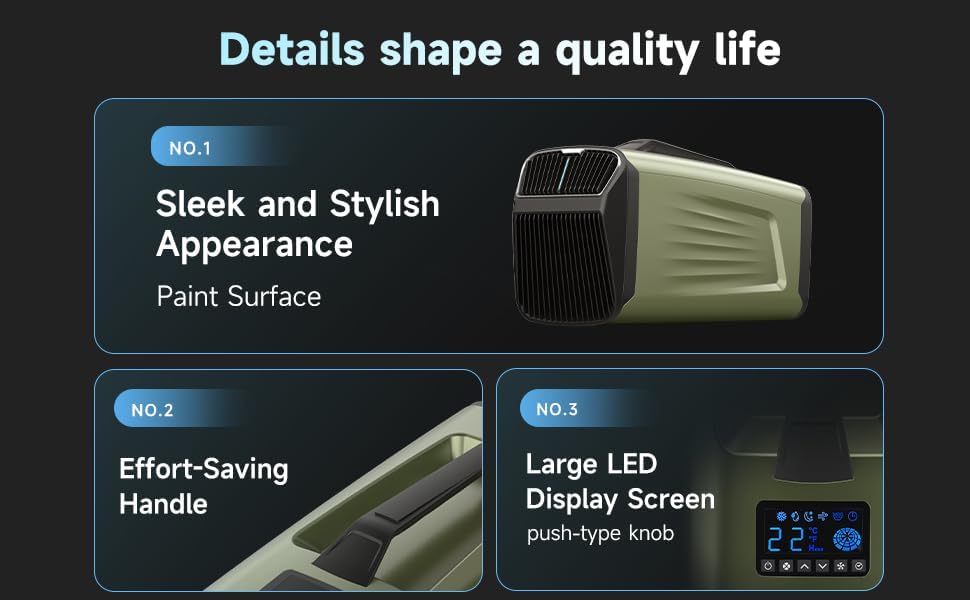 Portable Air Conditioner, 5400 BTU, 420W, For Camping, Tent, RV, Semi Truck, Small Room, Indoor and Outdoor Use, Quiet Operation