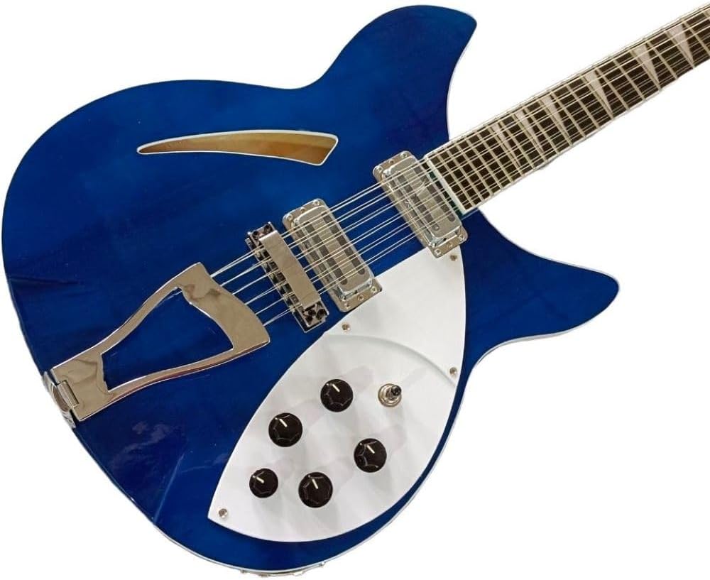 Custom 12-String Electric Guitar with Glossy White Finish and Blue Color - Perfect for Professional Guitarists and Enthusiasts Seeking and High- Sound