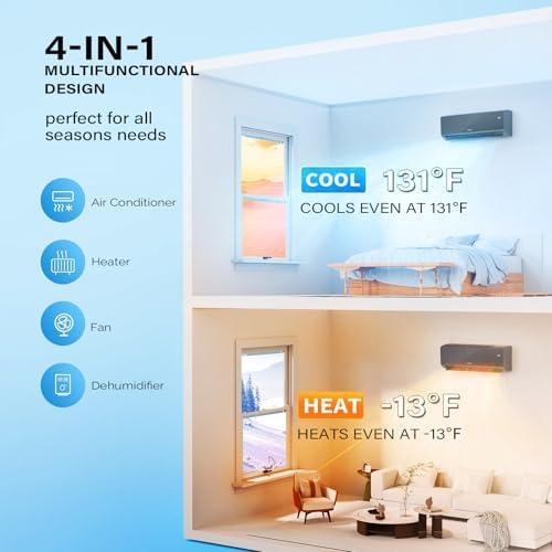 ROVSUN 12,000 BTU Mini Split Air Conditioner & Heater, 21 SEER2 115V Energy Saving Inverter Ductless Wall AC Unit with Pre-Charged Condenser, Heat Pump & Installation Kit, Black
