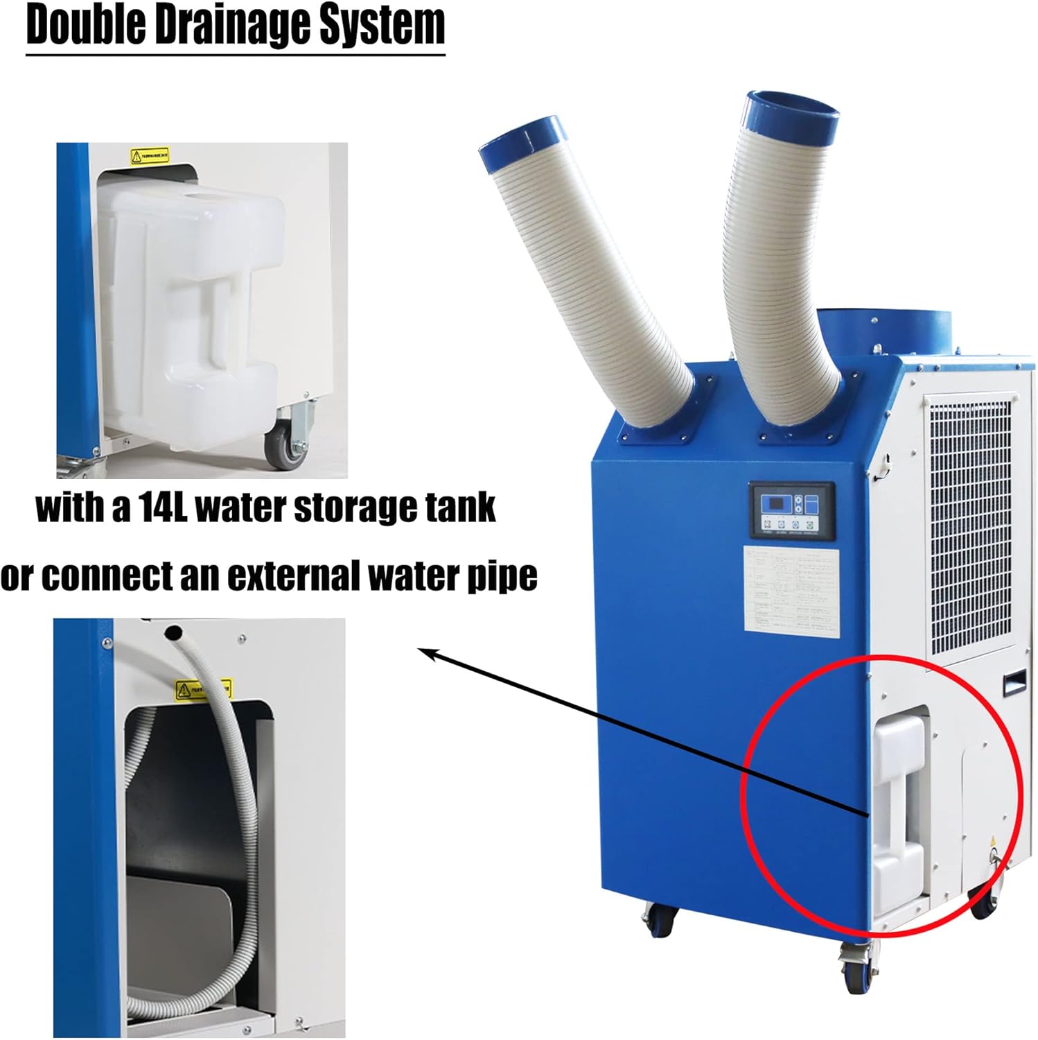 Industrial Air Conditioner Portable Mobile Spot Cooler Industrial Grade Commercial Indoor Outdoor Machine Double Tubes 220V 1800W