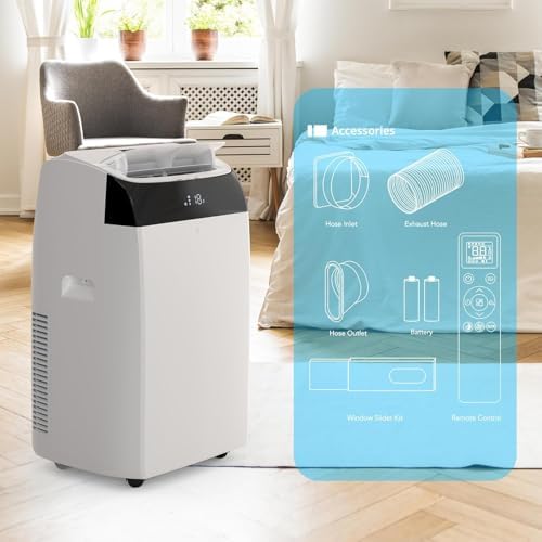 TrailBlaze Fast Cooling Portable Air Conditioner, Remote Control 4 In 1 Portable Air Conditioner With Cooling, 12,000 BTU Fan, Sleep Mode, 24Hour Timer, Cools Up to 550 Sq. Ft. for Home Office Bedroom