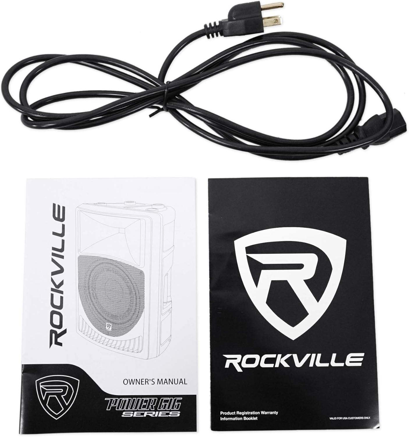Rockville Power Gig RPG8 Bundle: Pair 8-in 400-Watt Peak / 100-Watt RMS Powered Active 2-Way DJ PA Speakers, Flyable M8 Threading, 35-mm Pole Socket, Linear Class AB Amplifier, 2-Piece