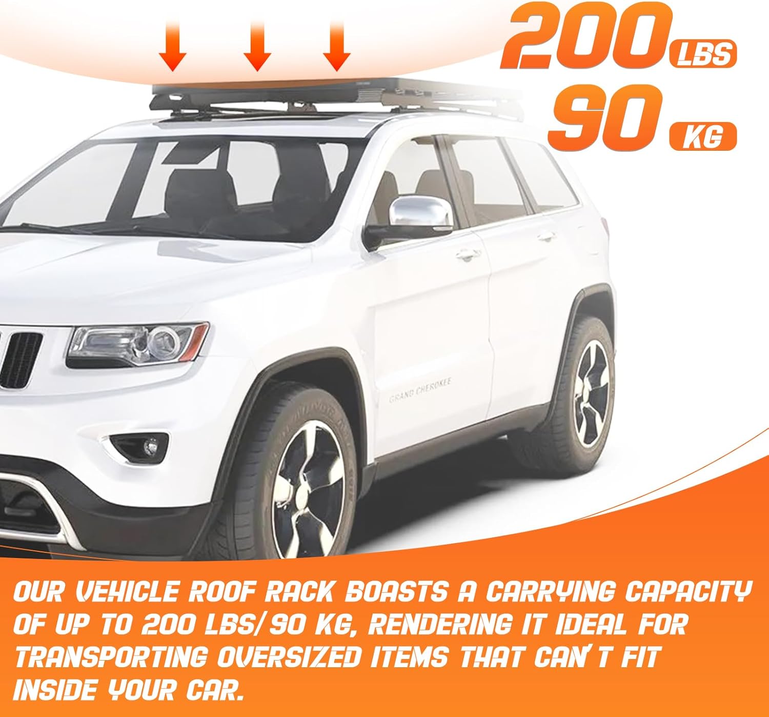 Roof Rack Cross Bars Luggage Carrier Fit for Jeep Grand Cherokee 2011-2021, Capable of Supporting Up to 200 lbs/90 kg, Ideal for Roof Bags, Roof Boxes, Bike Racks, and Various Other Accessories.