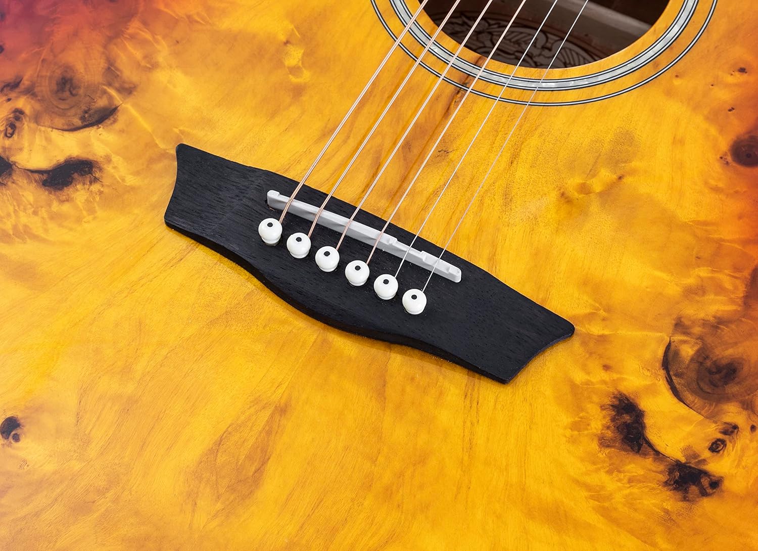 Washburn Deep Forest Burl ACE Acoustic Electric Guitar, Amber Fade (DFBACEA)