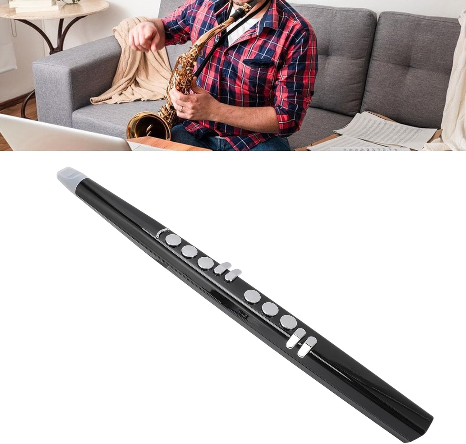 MIDI Digital Saxophone, Mini Electric Saxophone with 13 Tone Options, Adjustable Volume, 3 Blowing Sensitivity, Mini Electronic Wind Instrument Set