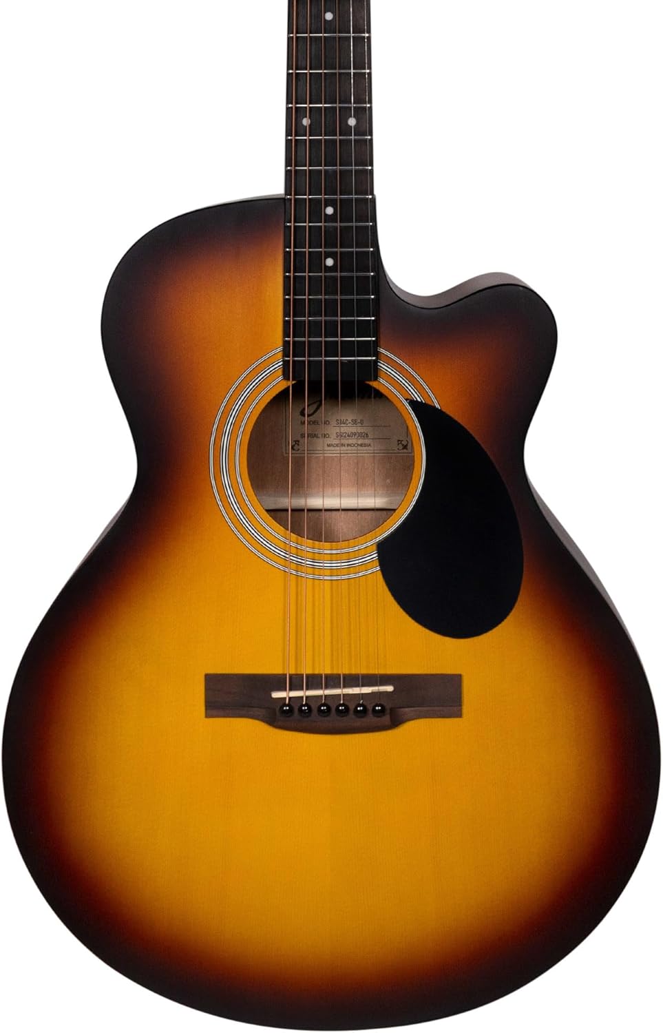 Jasmine S34C NEX Orchestra-Style Cutaway Acoustic Guitar - Sunburst Bundle with Case, Tuner, Strings, Strap, Picks, Austin Bazaar Instructional DVD, and Polishing Cloth