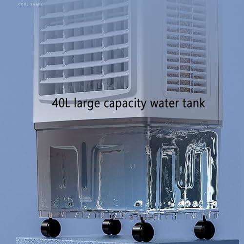 Misting Fan/Evaporative Air Cooler/Cooling Fan/Swamp Cooler with 40L Tank,3 Speeds with Remote Control,7.5h Timer with Universal Pulley,Portable Air Conditioners for Bedroom,Living Room,Office