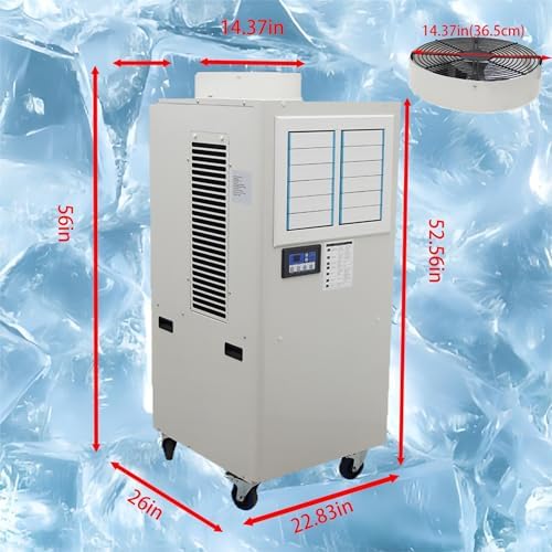 Air Flow 3600m³/h Industrial Portable Air Conditioner with Wheels 14L Tank Commercial Spot Cooler 1820W Adjustable Air Outlet Ideal for insititute Workshops Outdoor Events 220V