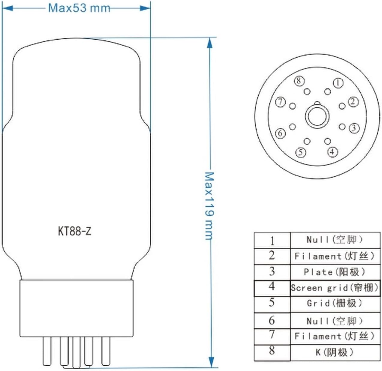 Tube KT88-Z Vacuum Tube Replaces KT120 6550 KT90 KT66 KT100 KT88 Tube Amplifier HiFi Audio Tube(2 pcs)