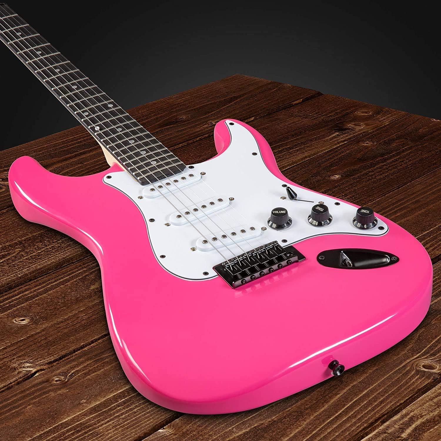 LyxPro Full Size Electric Guitar Pink with 20w Amp Package, Mackie Onyx Artist 2-2 Audio/Midi interface With Pro Tools First/Tracktion Music Production Software Kit With Professional Headphones