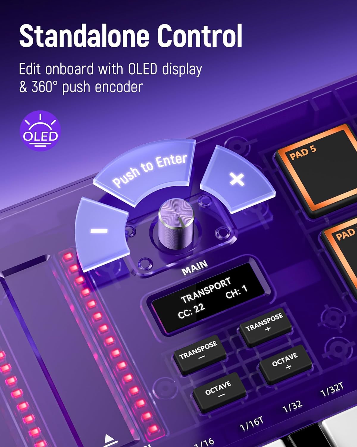 Synido Wireless Audio Interface Live Sound Card and 25 Key USB MIDI Keyboard Controller with Drum Pads