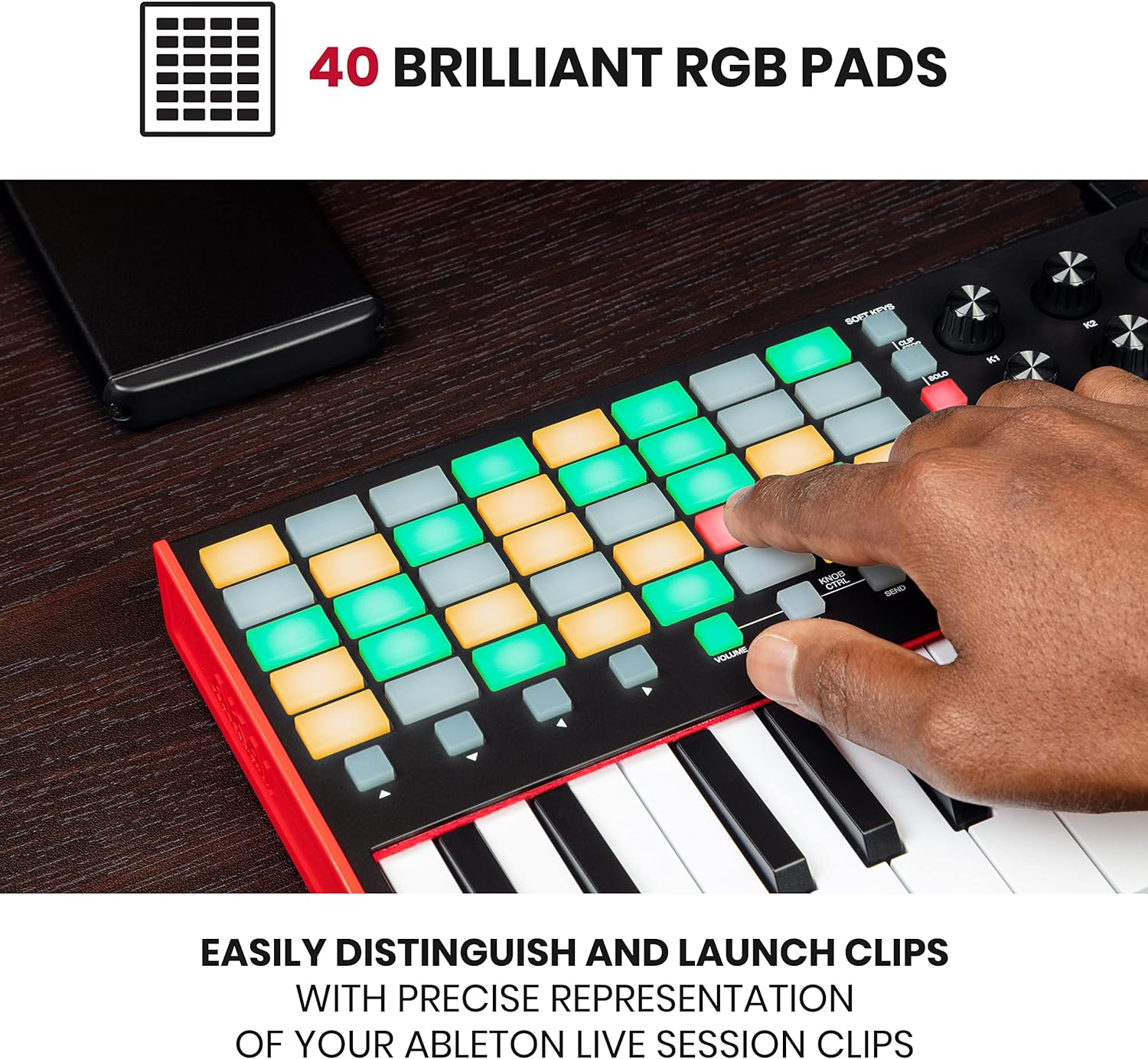Akai Professional APC Key 25 MK2-25-Key USB MIDI Keyboard Controller for Clip Launching with Ableton Live Lite, 40 RGB Pads and 8 Rotary Knobs