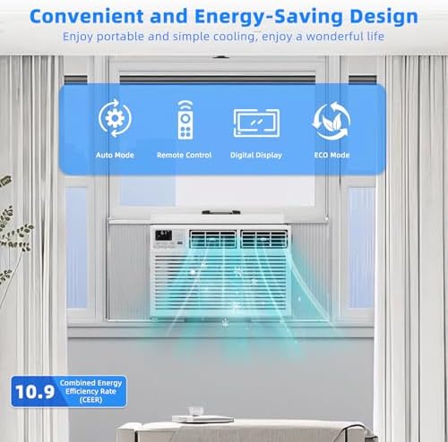 Antarctic Star 8,000 BTU Small Window Air Conditioner AC Unit Cools up to 350 Sq.Ft. with 7 Modes, Ultra-quiet Air Conditioner Window Unit with Remote Control, Easy to Install, Energy Saving, White