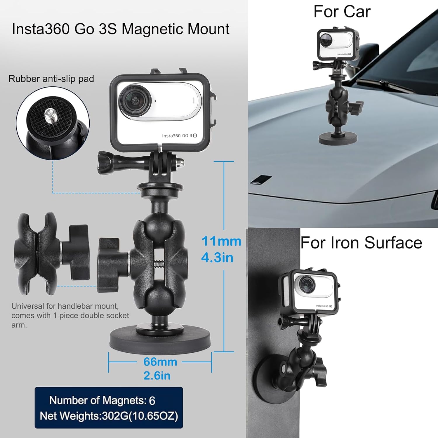 PellKing Accessories Kit for insta360 3/3S,Include Carrying Case with Handle,Selfie Stick,Chest Strap,Head Strap,Backpack Strap,Wrist Strap,Magnetic Mount,Handlebar Clamp,Screen Protector,and Other