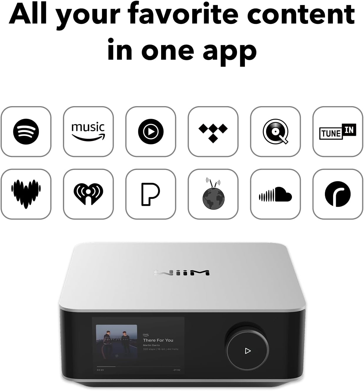 WiiM Amp Ultra with Voice Remote 2 | 100W Streaming Amplifier with Premium ESS ES9039Q2M DAC & Dual TI TPA3255 Amps | Built-in RoomFit EQ & Touchscreen | HDMI ARC, Optical, RCA Inputs | Silver