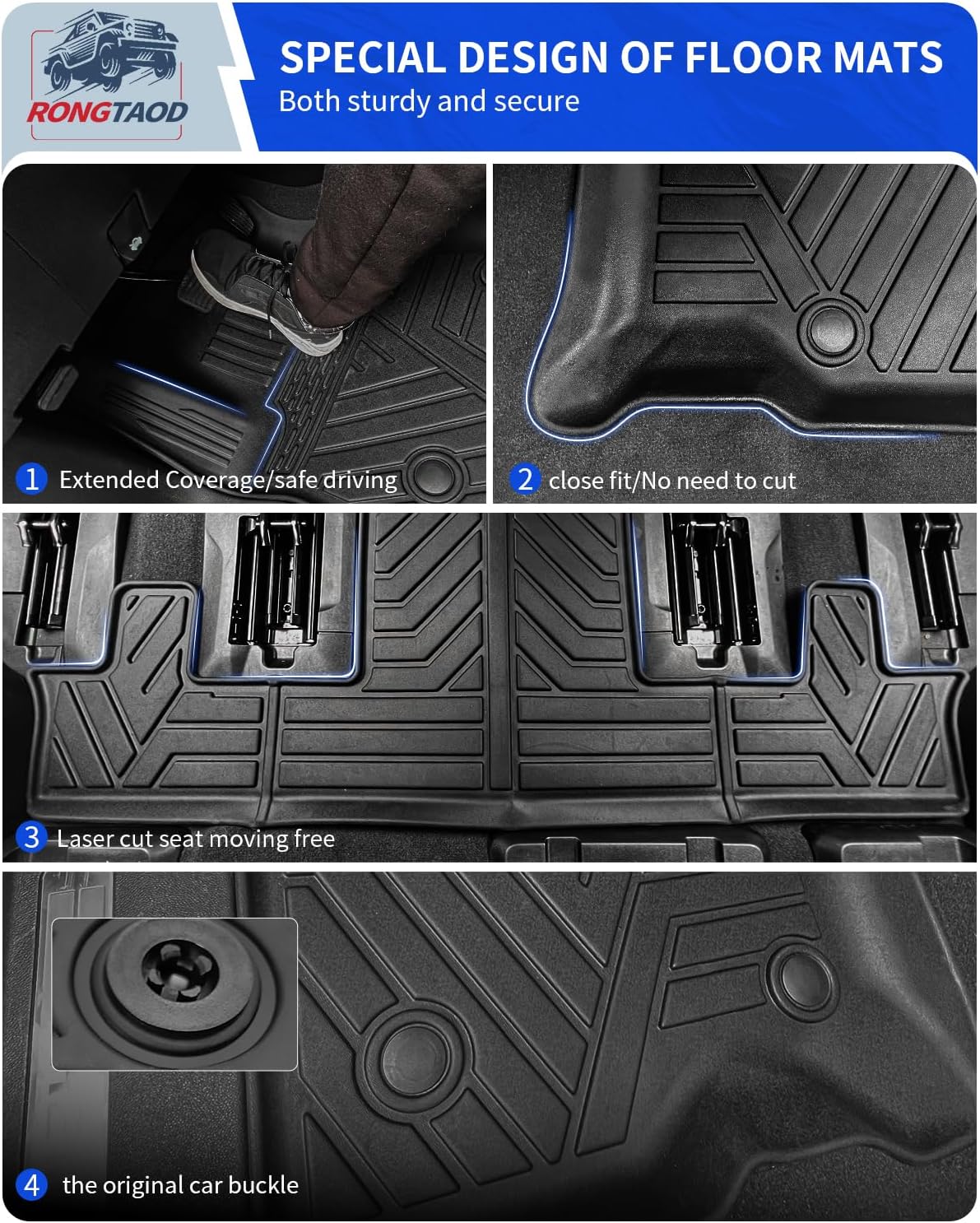 Rongtaod Floor Mats Compatible with 2022 2023 2024 2025 2026 Chevrolet Tahoe 7 Seats Trunk Mat Cargo Mat Cargo Liner Back Seat Protector Chevy Tahoe Accessories (Trunk Mat+Backrest Mats+Floor Mats)